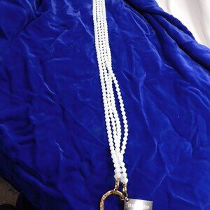 Ladies Dyrberg/Kern White Glass Beaded Necklace